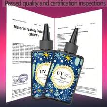 1套400克/500克UV树脂，硬质透明，紫外线固化环氧树脂套装，预混树脂，UV透明活性胶水，适用于珠宝制作，快速固化 - 100g*4瓶 - 查看 9