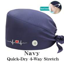 1 buah Topi Kerja Dokter Gigi Bordir, Unisex, Cocok untuk Panti Jompo, Salon Kecantikan, Topi Elastis yang Dapat Dicuci dengan Kancing, Sepanjang Musim - MultiWarna - View 12