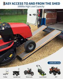 2Pcs 47" Aluminum Lawn Mower Ramps For Shed, Sturdy Anti-Slip Loading Ramps With Punch Plate Surface, 880 Lbs Capacity, 9" Wide - 57 Inches - View 2
