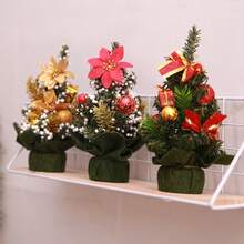 1pc Artificial Mini Christmas Tree For Tabletop Decor, With Balls, Suitable For Home, Office, Bedroom, Wedding, Party, Non-Illuminated, Random Color & Style - Multicolor - View 6
