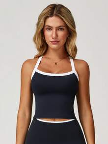 MASKERT Áo thể thao nữ, áo tập yoga, bộ đồ chạy bộ thể dục co giãn cao, áo hai dây, thoải mái và thân thiện với da. - màu đen - Xem 4