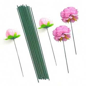 100 Pieces Of Artificial Flower Stems With Super Resistance And Easy Rolling Of Iron Wire To Make Bouquets, Eternal Silk Roses, Decorations, And Accessories. Decorative Garden Tools For Valentine's Day, New Year, And Weddings.