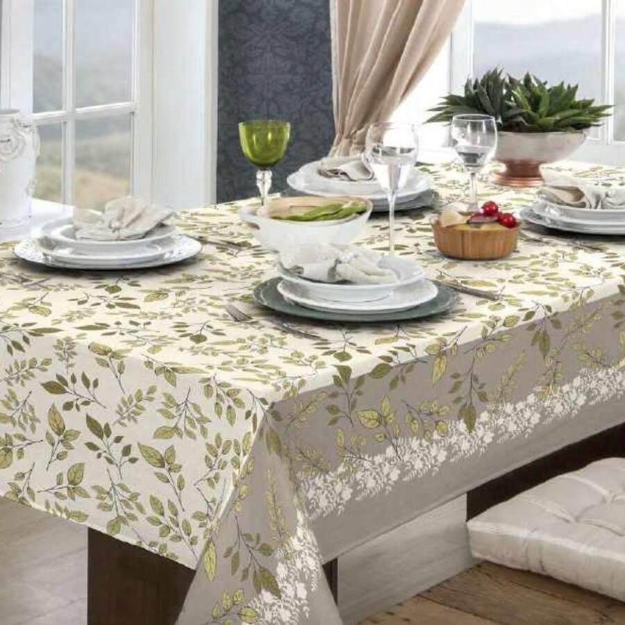 Rustic Oxford Luxury Linen Tablecloth 4/6/8 Seats Various Prints - Branches - View 1
