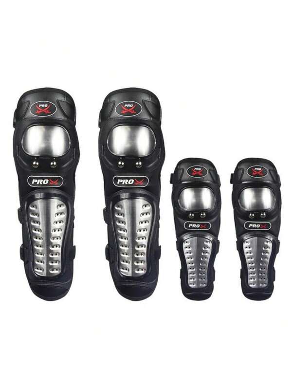 AD 4pcs/Set Motorcycle Racing Knee Pads, Elbow Pads, Wrist Guards, Stainless Steel Protective Gear For Off-Road Riding, Anti-Slip & Anti-Fall