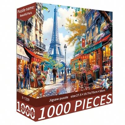 1 Scatola 1000 Pezzi Puzzle, Dimensione 70cm*50cm, Stile Paesaggio & Cartone Animato, Sollievo Dallo Stress Per Adulti, Arte Decorativa, Adatto Per Ognissanti, Natale, Regalo