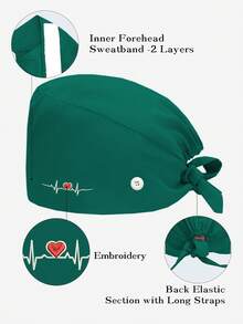 1 buah Topi Kerja Dokter Gigi Bordir, Unisex, Cocok untuk Panti Jompo, Salon Kecantikan, Topi Elastis yang Dapat Dicuci dengan Kancing, Sepanjang Musim - MultiWarna - View 5