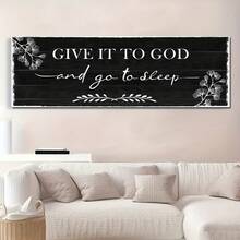 Arte de pared en lienzo art déco moderno minimalista en blanco y negro - Póster sin marco Déjalo en Dios y luego ve a dormir, adecuado para decoración de dormitorio, sala de estar, oficina en casa y aula - Decoración interior inspiradora, arte de pared para decoración del hogar, arte de pared para sala de estar, impresión artística de decoración de pared, decoración de pared para sala de estar, arte de pared pintado a mano, diseñador de interiores - transparente - Ver 7