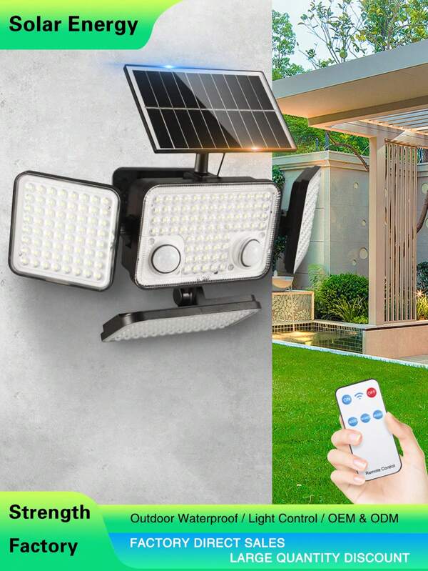 1 Stück OUTDOOR SOLAR LICHT, 278 LED SOLAR FLUTLICHT, 2 BEWEGUNGSSENSOR LICHTER MIT FERNBEDIENUNG, WEITWINKEL WANDLEUCHTEN FÜR HAUSTÜR, TERRASSE, GARAGE, GARTEN, VILLA, VERANDA, HINTERHOF