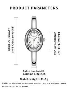 gedi 1pc Ladies Elegant Style Quartz Watch Luxury Oval Dial Push Button Design Wear Suitable For Dress Party Daily Wear Gift For Women Valentine's Day Gift - Gold - View 4