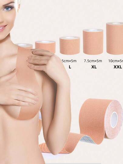 1 Rotolo di nastro elastico invisibile anti-flash per sollevare il seno, nastro per il corpo per raccogliere e sollevare i muscoli del seno, nastro sportivo senza cuciture