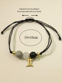 Zodiac Bracelet Women Men Crystal Stone Beaded Bangles Handmade Weave Braid Gift Ideas Aries Taurus Gemini Cancer Leo Virgo Libra Scorpio Sagittarius Capricorn Aquarius Pisces For Brother Sister