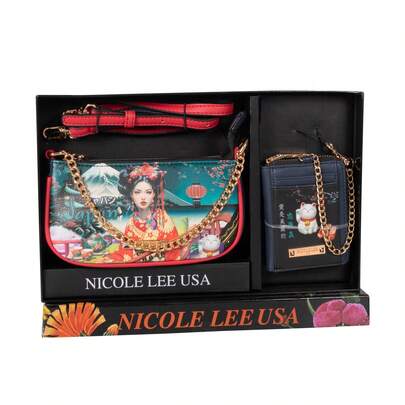 Set De 2 Piezas/ Bolsa Y Tarjetero NicoleLee Estampada Fw24