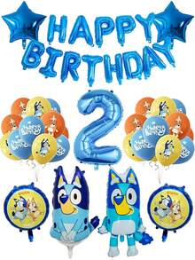 Bluey 主题生日横幅组装铝箔气球套装，卡通人物生日派对装饰，也适用于母亲节派对装饰、婚礼装饰、返校季、毕业季、婚礼季等各种场合，是派对用品的理想之选。套装包含1-9数字气球，适用于主题派对、婚礼、生日场景气球装饰等。 - 彩色 - 查看 6
