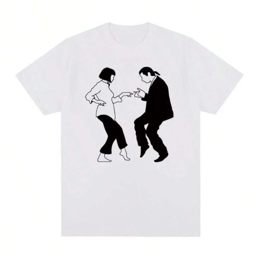 Pulp Fiction Summer Vintage Cotton Round Neck T-Shirts Classic Movie Gift For Fans Friends Creatives  Punk Fun Men Womens Tops - White - View 1