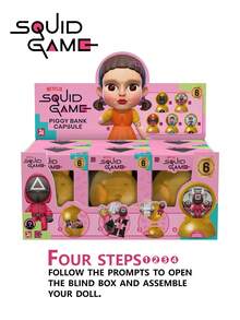 1PC Netflix chính thức được cấp phép  Mystery Blind Box Capsule - Tượng sưu tầm Piggy Bank bao gồm 6 nhân vật Young-Hee Masked Manager Front Man Ngẫu nhiên 1 Tượng ngẫu nhiên mỗi hộp Quà tặng hoàn hảo cho người hâm mộ Gia đình Trẻ em Nhà sưu tập - Nhiều màu - Xem 5