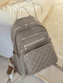 Malist Flower Embroidery Functional Backpack For Women, Business Casual Commuting Travel Backpacks, Cute Multi-Compartment Versatile Computer Daypack, Portable Campus School Bag For Junior High School And College Students, School Backpack, Elementary School, Middle School, High School, Back To School Bags, Waterproof, Lightweight, Classic Casual, Suitable For Teen Girls Women College Students, Teacher, Perfect For Back To School, First Day Of School, Middle School, High School - 灰色 - 查看 6