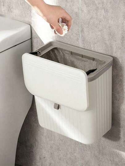 1 Piece, Simple, Stylish And Convenient Wall Mounted Household Wastebasket, Designed For Living Room, Kitchen, Kitchen Cabinet, Bathroom, Home Decoration, Bathroom Storage. Perfect For Summer And Back To School Season.