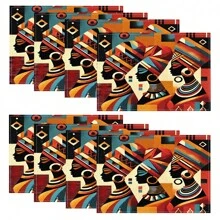 1/4/6/8/12 Pcs Linen Dining Table Mats, Washable Printed Placemats, Surface Protective Pads, Indoor Outdoor Dining Table Mats, Suitable For Holiday Parties, Kitchen Dining Table Decor