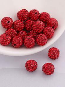 100 颗/包 10 毫米陶瓷珠手工散珠 DIY 手链项链珠宝配饰 - 100顆滿鑽陶泥珠 - 查看 21