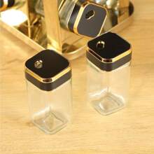 玻璃调味罐套装，旋转厨房调味瓶，调味容器，带调味架