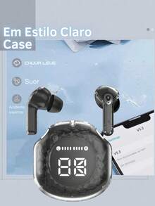 T8 Pro Fone De Ouvido Bluetooth Transparente Sem Fio Led e ante ruido