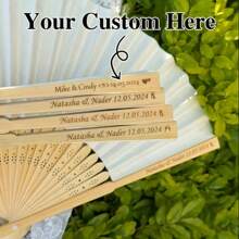 10/20/50pcs Personalized Engraved White Folding Hand Fans, Elegant Polyester Abanicos For Weddings, Bridal Showers, Birthdays, Christenings, No Electricity Needed, Multipurpose, Durable, Decorative, Reusable, Refined, Fashionable, High-Quality, Colorful, Modern, Customized, Personalized, Unique, Ideal Gift For Him/Her
