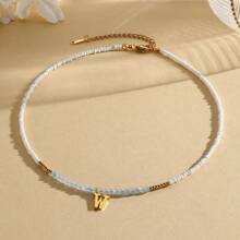 Magic Fish 1 件树脂仿珍珠简约 26 个字母吊坠项链，可定制情侣、朋友、同学的名字