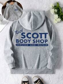 Áo nỉ nữ cỡ lớn in hình Scott Body Shop Service & Repair, kiểu dáng rộng rãi, thoải mái, thích hợp cho mùa Thu/Đông, Lễ Tạ ơn & Giáng sinh, mùa Xuân. - Màu Xám nhạt - Xem 5