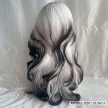 White Ombre Black Synthetic Long Wave Wigs Fluffy Women Lolita Cosplay Heat Resistant Wig For Daily Party - Black and White - View 9