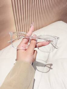 1 件女士方形全框黑色眼镜，男士眼镜，适合办公室、学校、时尚配饰 - 無色 - 查看 14