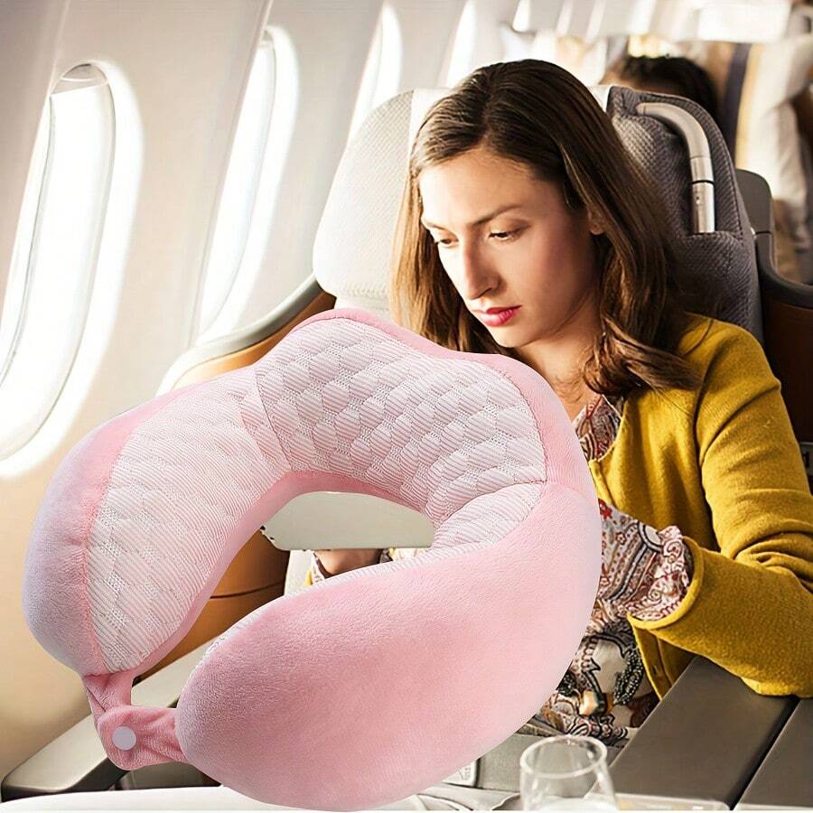 1 件冰淇淋飞机枕 U 型旅行枕,现代风格聚酯纤维颈椎 PP 棉颈枕,汽车颈部支撑 - 粉色 - 查看 1