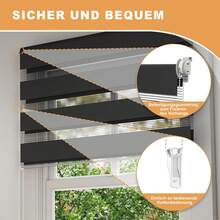 VA-Cerulean Double Roller Blind Klemmfix Without Drilling Duo Roller Blinds For Windows And Doors, Clamp Roller Blind Window Blind Translucent, Privacy And Sun Protection, W 60 X H 120 Cm, Black/Grey/White