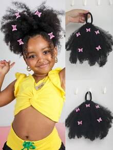 1 pieza Suave y lindo Coletero de 8 pulgadas para niños, banda elástica para el cabello con giro, tamaño mini, esponjoso y elástico, adecuado para niñas bebé - Negro - Ver 14