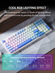 Lenovo GK10 Three-Mode Game Keyboard, 98 Keys, Plug And Play, Real Mechanical Shaft, All-Key Hot Swap, Cool RGB Lighting Effect, Large-Capacity Battery, Suitable For Daily Office Or Playing Games. - Multicolor - View 9