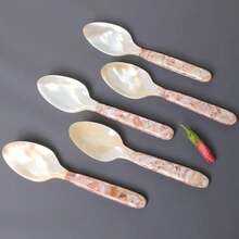 New Natural Spoon Long Handle Vietnamese Pearl Spoon Caviar Sauce Spoon Teaspoons Coffee Spoons 15cm - Yellow - View 6