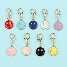 9 件/18 件混色欢乐脸珐琅吊坠配合金龙虾扣钥匙扣 - 非常适合背包、手机壳、包袋配件和汽车后视镜饰物、钱包配件