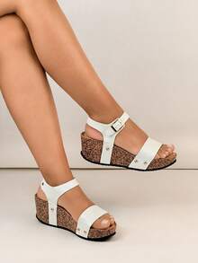 Comfortable, Fashionable And Elegant Platform Strap Sandals - White - View 4