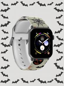 1pc Halloween Spider Web Soft Elastic Breathable Comfortable Wristband Replacement Strap Compatible With Multiple Smartwatch Models, Unisex