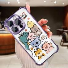 Phone Case For Compatible With IPhone 16/15/14/13/12/11 Pro, This Adorably - Whimsical Fashion - Forward Case Showcases An Intricately - Detailed, Cute - Cartoon - Inspired "Lovely Animal Group" Design With Vibrant Color Tones. Blending Transparent Shockproof Protection With An Ultra - Thin Acrylic + TPU Hard Back, It Resists Yellowing Like A Champ, Offering Crystal - Clear Coverage And Ultimate Drop Defense. Perfect For Those Who Love Charming, Playful Aesthetics, This Cheerful, All - Season - Ready Casing Is An Ideal Gift For Friends-Delivering Standout Phone Protection With A Burst Of Lively, Artistic Allure! - Màu tím - Xem 1