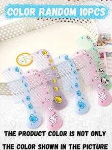 4pcs/1pc Children's Cartoon Style Animal Print Jelly Mini Comb Set, Portable And Convenient Candy Colored Small Comb, Suitable For Children's Hair Cutting And Care, Is An Ideal Choice For Giving Children Gifts