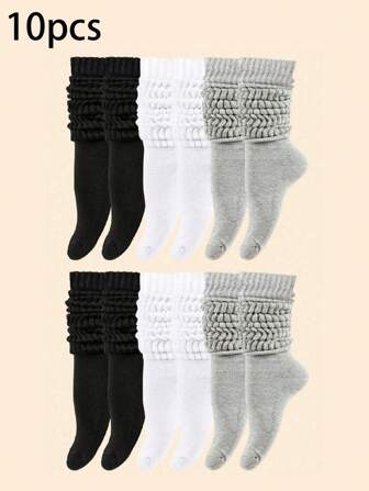 6pairs Women's Spring And Autumn Slouch Knit Socks Slouchy Socks Women Scrunch Socks Women Scrunchie Socks Women Crew Socks