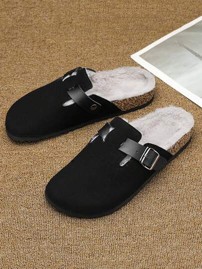 Sandales en peluche d'hiver pour hommes, chaussures confortables pour hommes pour l'extérieur, pantoufles pour hommes à semelle épaisse antidérapante, pantoufles pour hommes résistantes au printemps/été, chaussures décontractées de marque de haute qualité pour hommes, sabots à bride réglable avec semelle en liège souple (Remarque : La semelle de la chaussure est collée avec de la colle blanche, ce qui peut laisser une légère bordure de colle blanche, un phénomène normal, et le motif est irrégulier)
