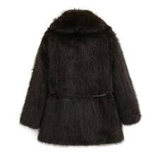 GDDYIN Winter New Year Imitation Fur Coat, Big Collar, Fluffy Waist, Heart-Shaped Buckle Design, Lazy Style Faux Fur Coat - Mocha Brown - View 12