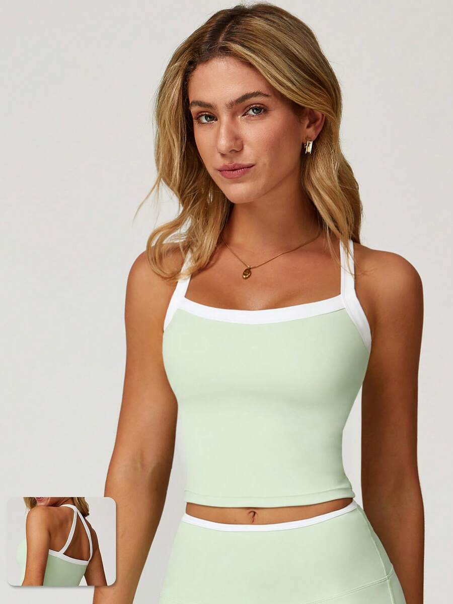 'Sports Vest' Women's Yoga Vest Sports Vest High Elasticity Running Fitness Suit Camisole Vest Comfortable And Skin Friendly - 薄荷綠 - 查看 1