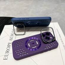 Summer Hollowed-Out Cooling Phone Case With Lens Holder, Suitable For IPhon16 Magnetic Phone Case Hollowed-Out IPhon 15 Drop Case 14 Waterproof Shockproof Anti-Fall Scratch Resistant