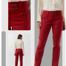 Calça Social Feminina Mixxon com Bolsos – Moda Executiva para Mulheres Empoderadas  Simples    Misturas de Algodão    Bolso  Zíper  Botão    Alfaiataria  Formal e Noturno    Outono / Inverno