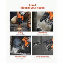20V Brushless Cordless Hammer Drill, Lithium-Ion 1.1 Inch Rotary Hammer Driver, SDS-Plus Electric Lightweight Power Tool Kit With Battery And Charger, 4 Functions, 1200 RPM, 5300 BPM - US A Type Plug(110-127V) - View 3