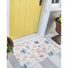 Funny Welcome Door Mat Indoor, Coastal, Coral, Starfish, Shell Rectangular Doormat, Interior Decoration, Easy To Clean, Rubber Backed Mat, Not Easy To Fade, High Definition Printing, Suitable For Various Indoor Scenes, Made In USA - Multicolor - View 4