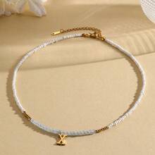 Magic Fish 1 件树脂仿珍珠简约 26 个字母吊坠项链，可定制情侣、朋友、同学的名字