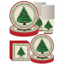 10pcs Christmas Party Disposable Tableware Set, Christmas Tree Disposable Tableware Includes: Paper Plate, Dessert Plate And Napkin, Perfect For Christmas Party Decoration